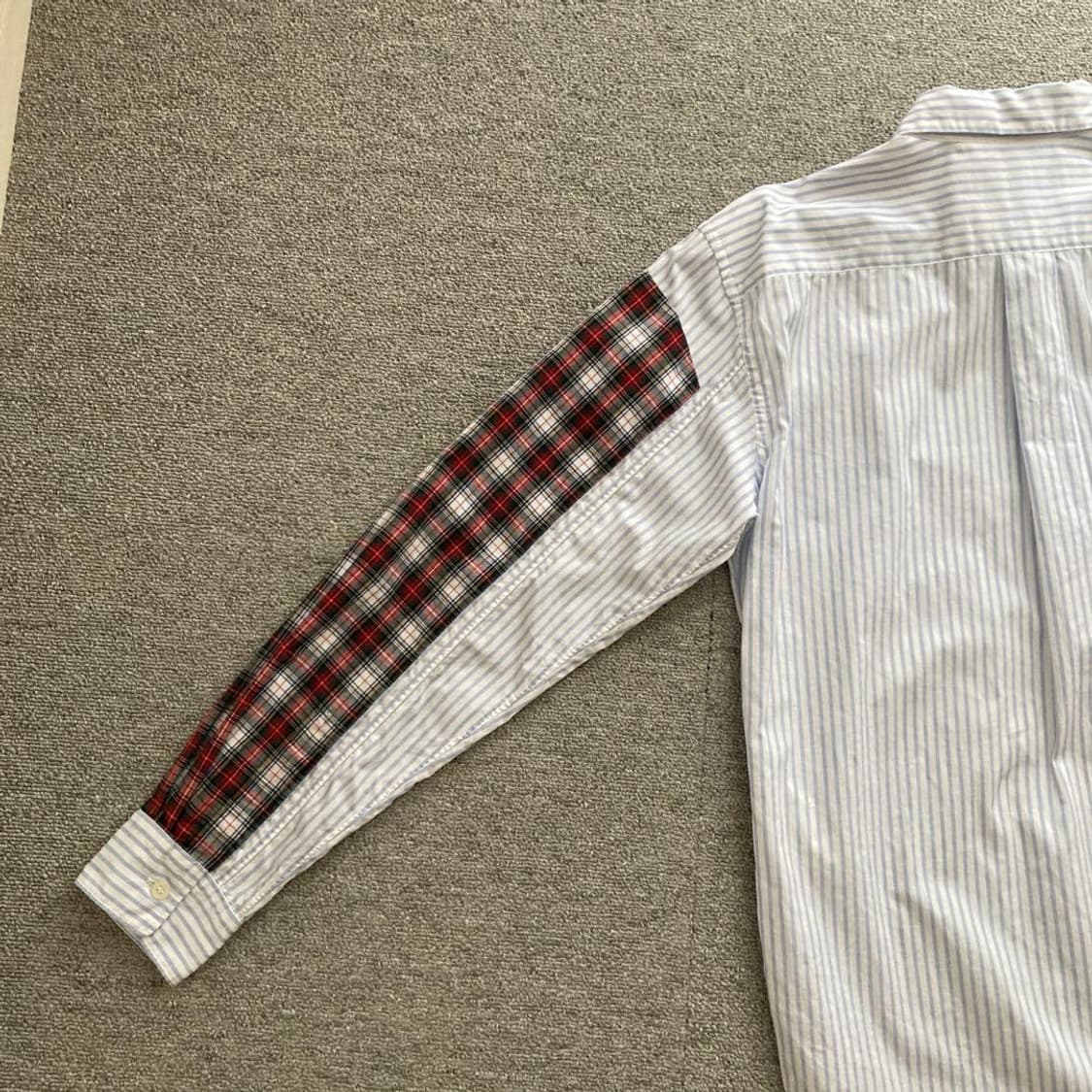 꼼데가르송 옴므 듀스 소매 체크 절개 스트라이프 셔츠 상품이미지7