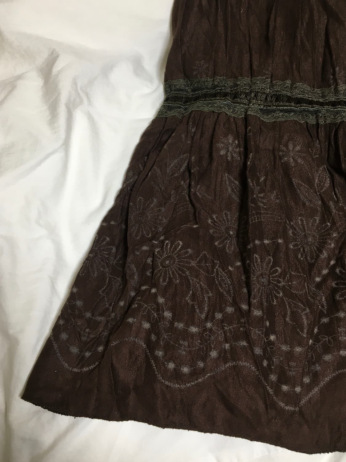 빈티지 모리걸 페어리 브라운 레이스 캉캉 롱스커트 상품이미지2