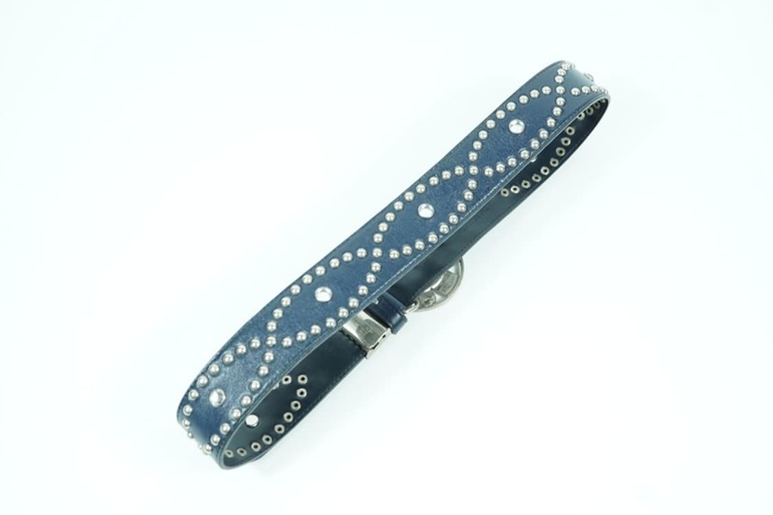 쥬얼리 젬스톤 버클 스터드 블루 레더 벨트 상품이미지2