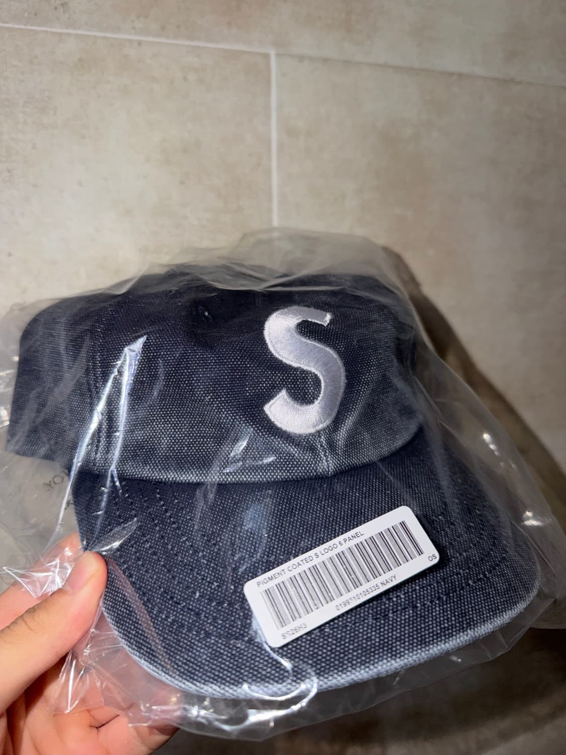슈프림 피그먼트 코티드 S 로고 6-패널 네이비 - 26SS 상품이미지1