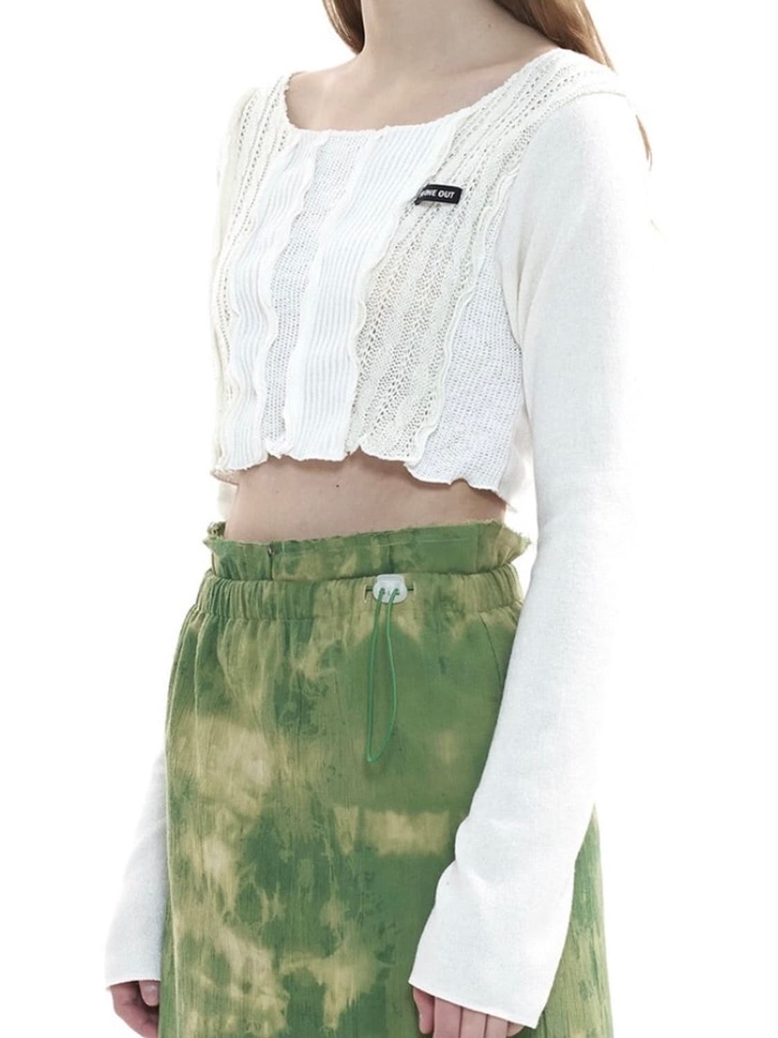 오드원아웃 패치워크 크롭 니트 상품이미지3