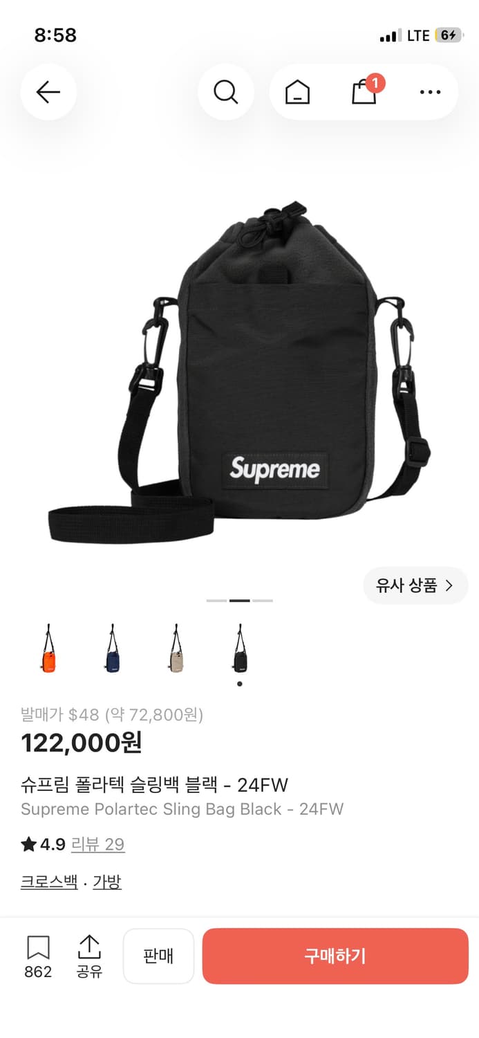 슈프림 폴라텍 슬링백 블랙 상품이미지1