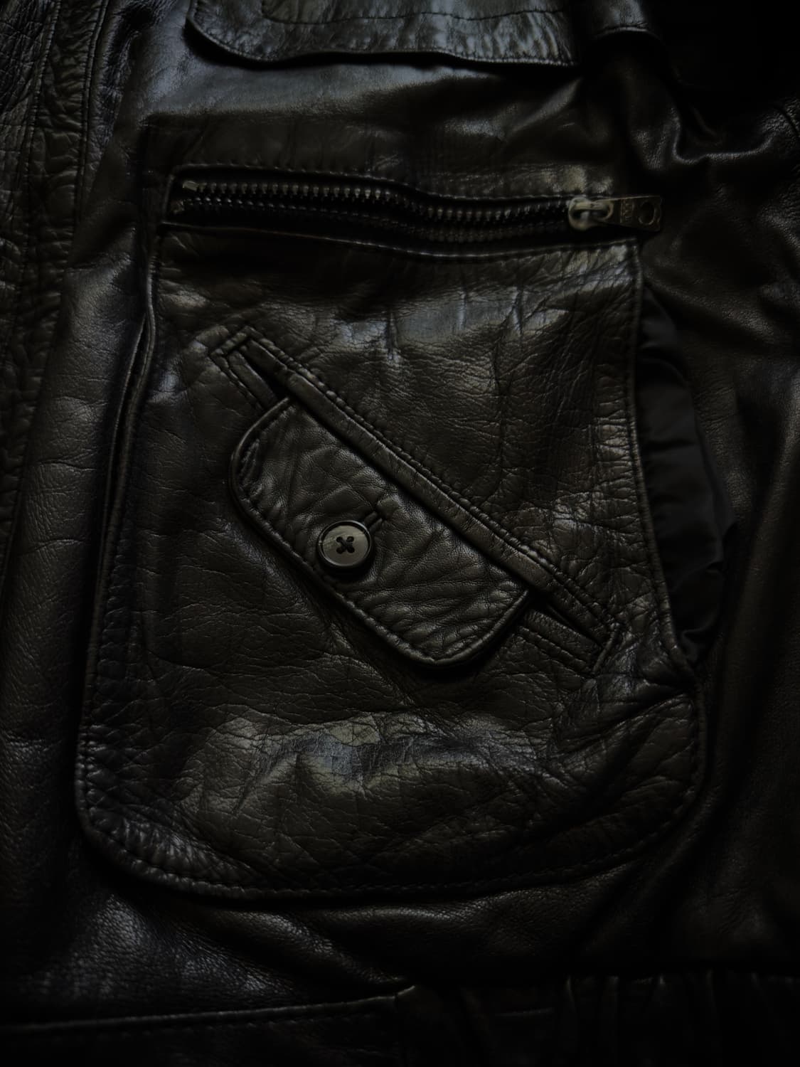 Coverage 7pocket Black Leather Jacket 상품이미지6