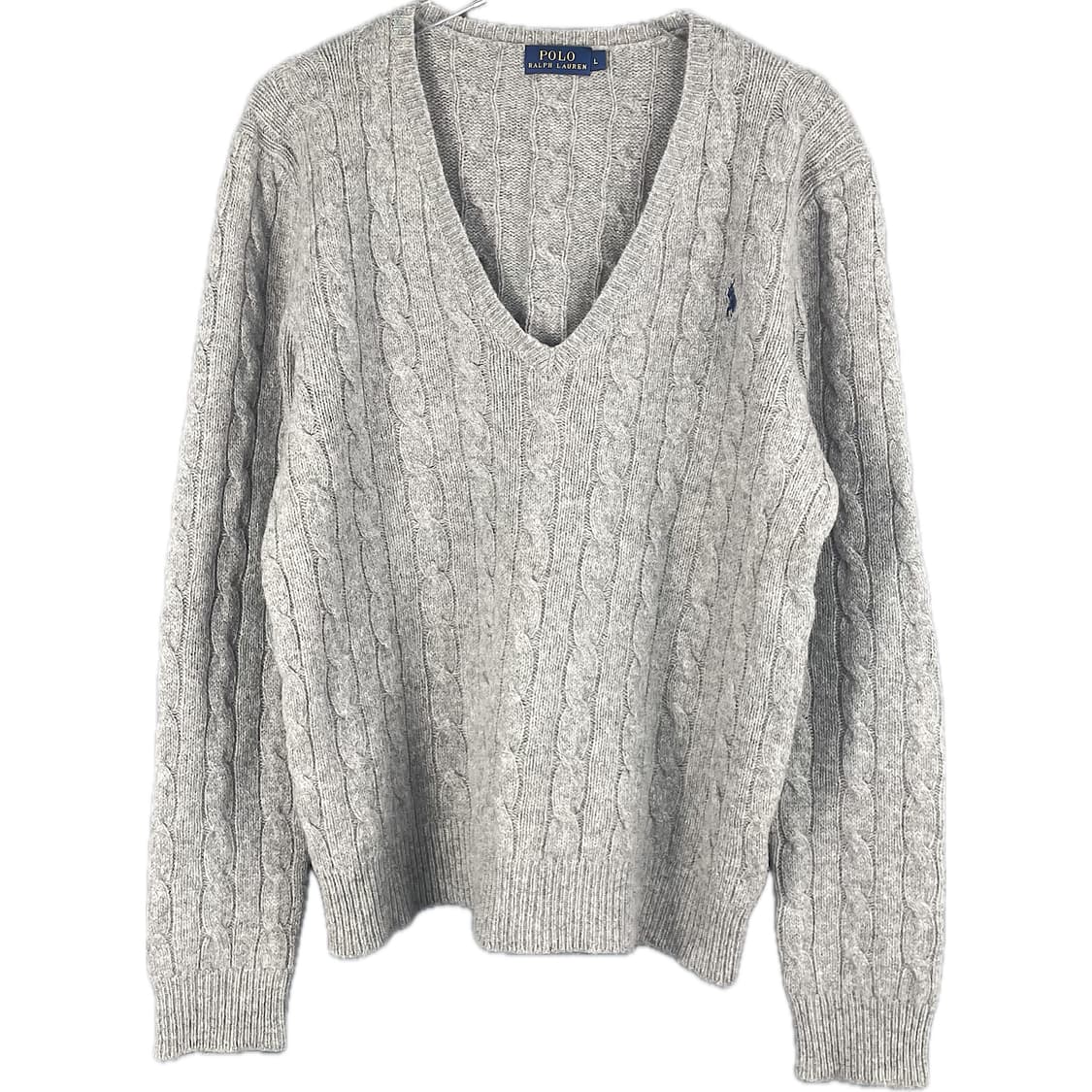 [L] 폴로 랄프로렌 여성 메리노울 케이블 꽈배기 브이넥 니트 스웨터 상품이미지1
