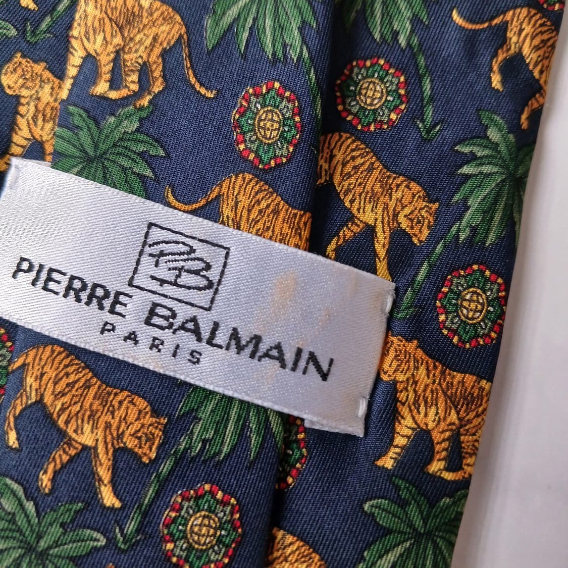 발망 실크 네이비 호랑이&야자수 넥타이 9.5cm A+등급 A19155
 상품이미지7