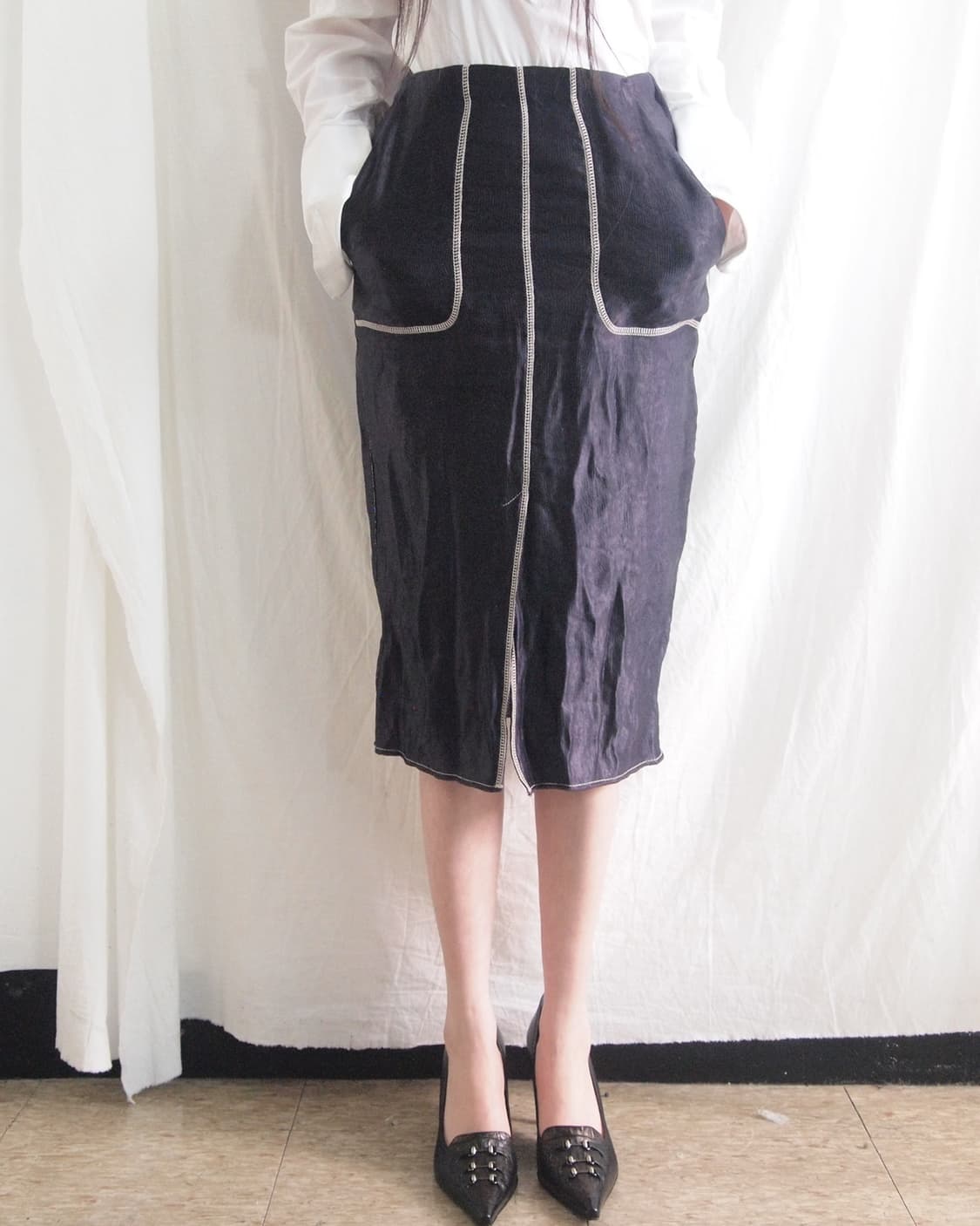 랑방 15ss 퍼플 미디스커트 상품이미지2
