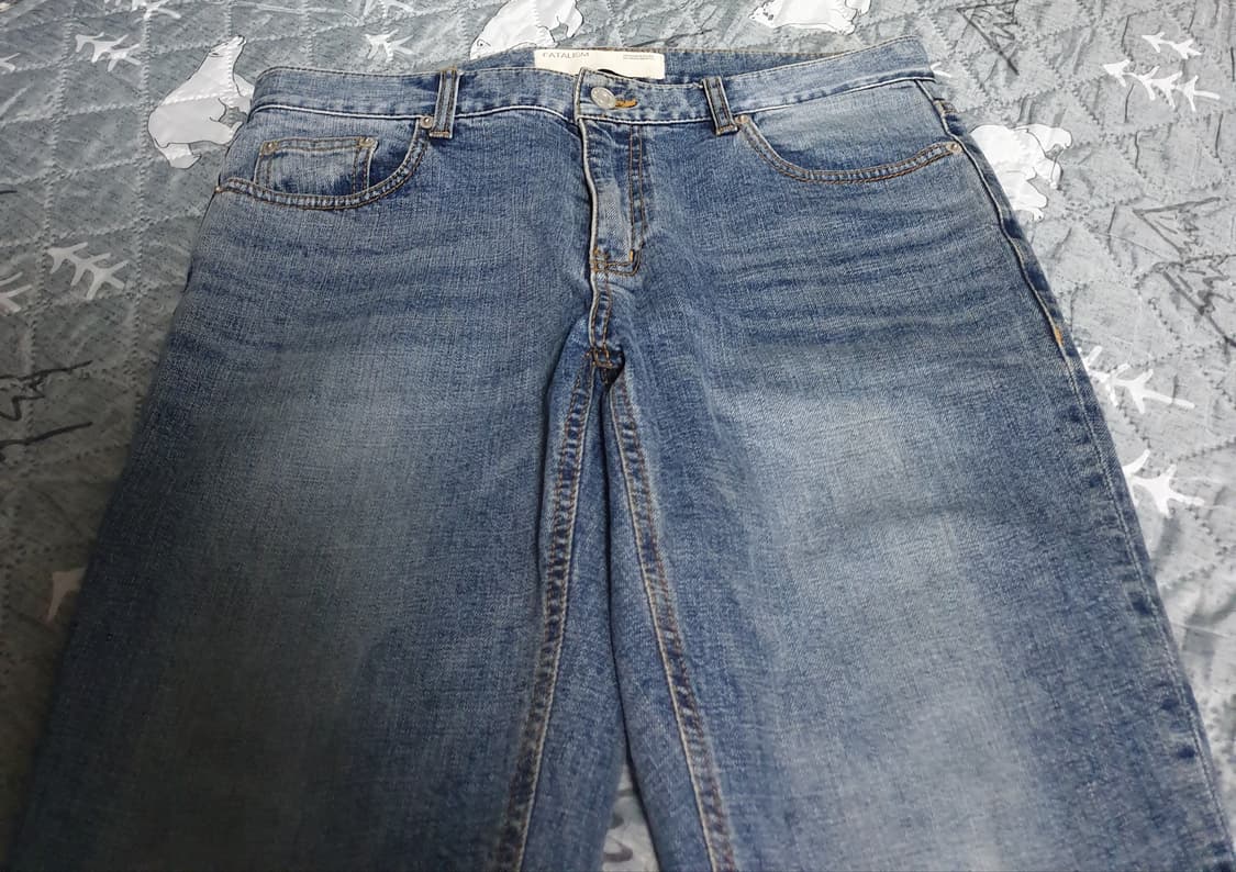 페이탈리즘 그레이쉬 블루 크롭 컷팅 데님팬츠 (34) 상품이미지2