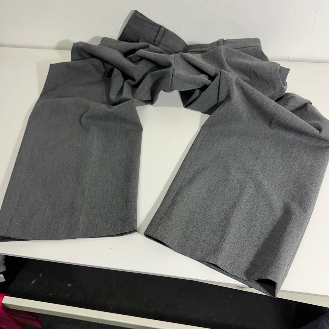 M 드로우핏 진그레이 와이드 테이퍼드핏 투턱 슬랙스 상품이미지4