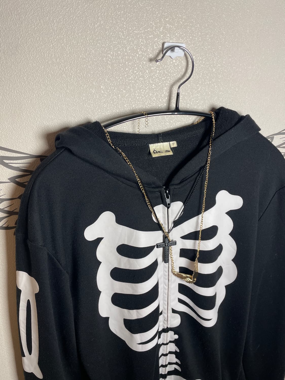 빈티지 펑크 스컬 네코 후드집업 상품이미지3