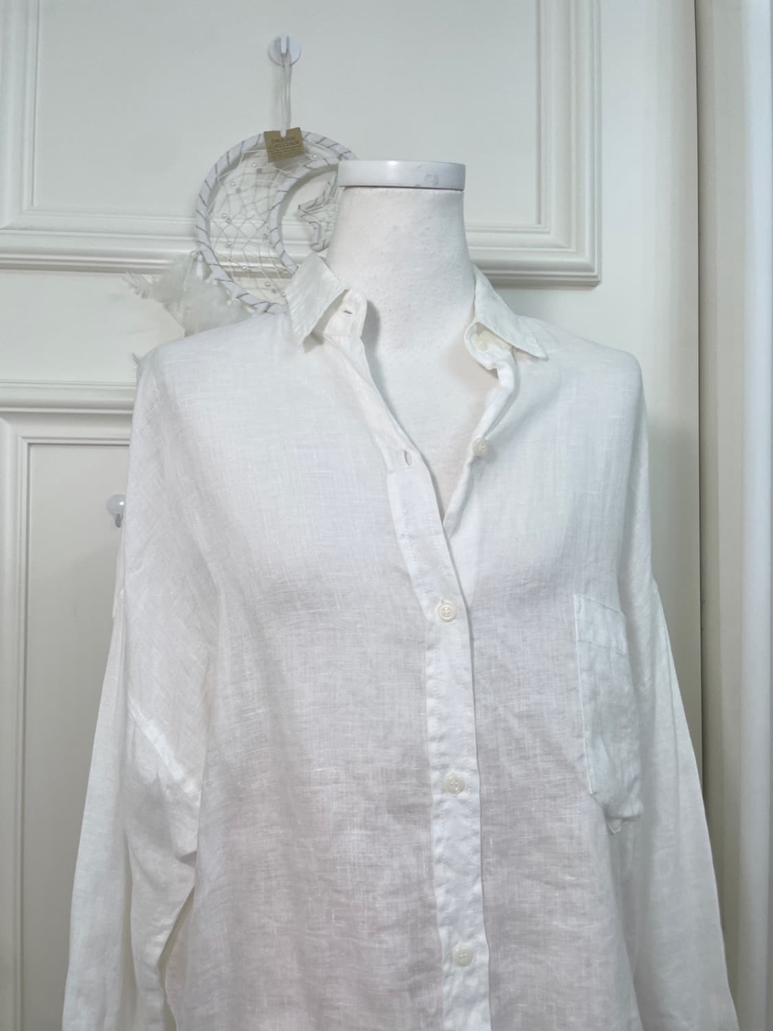 white linen basic pocket point shirt 상품이미지5