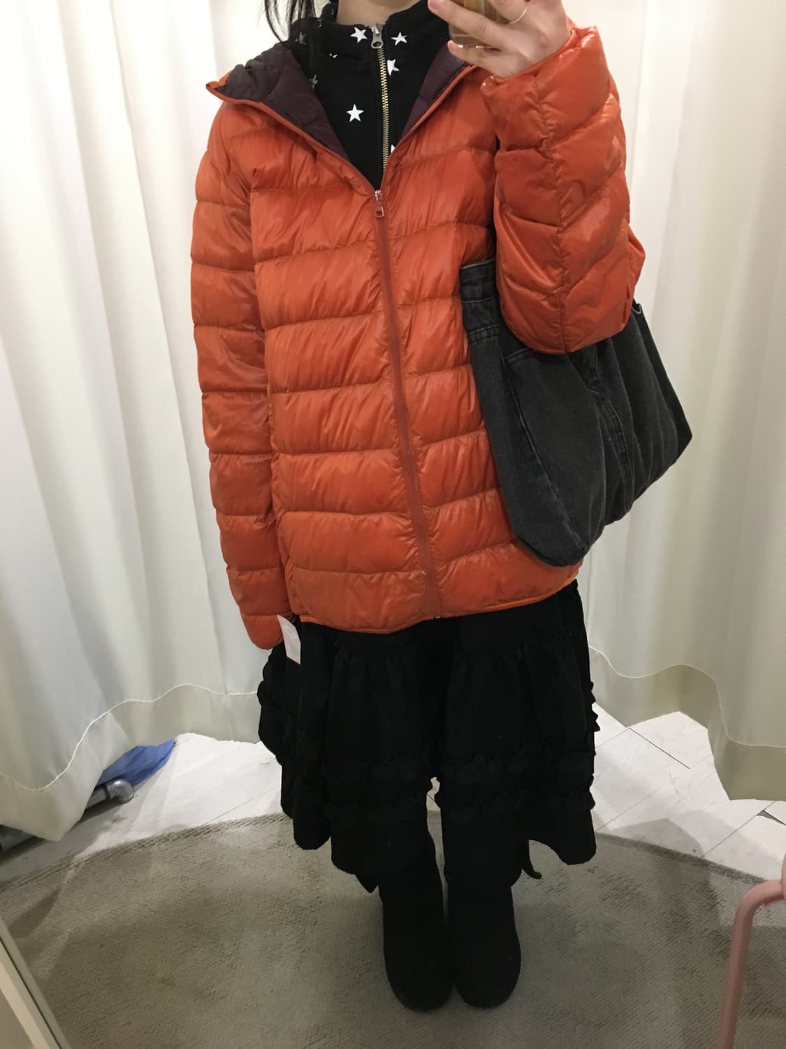 오렌지 오버핏 경량패딩 상품이미지1