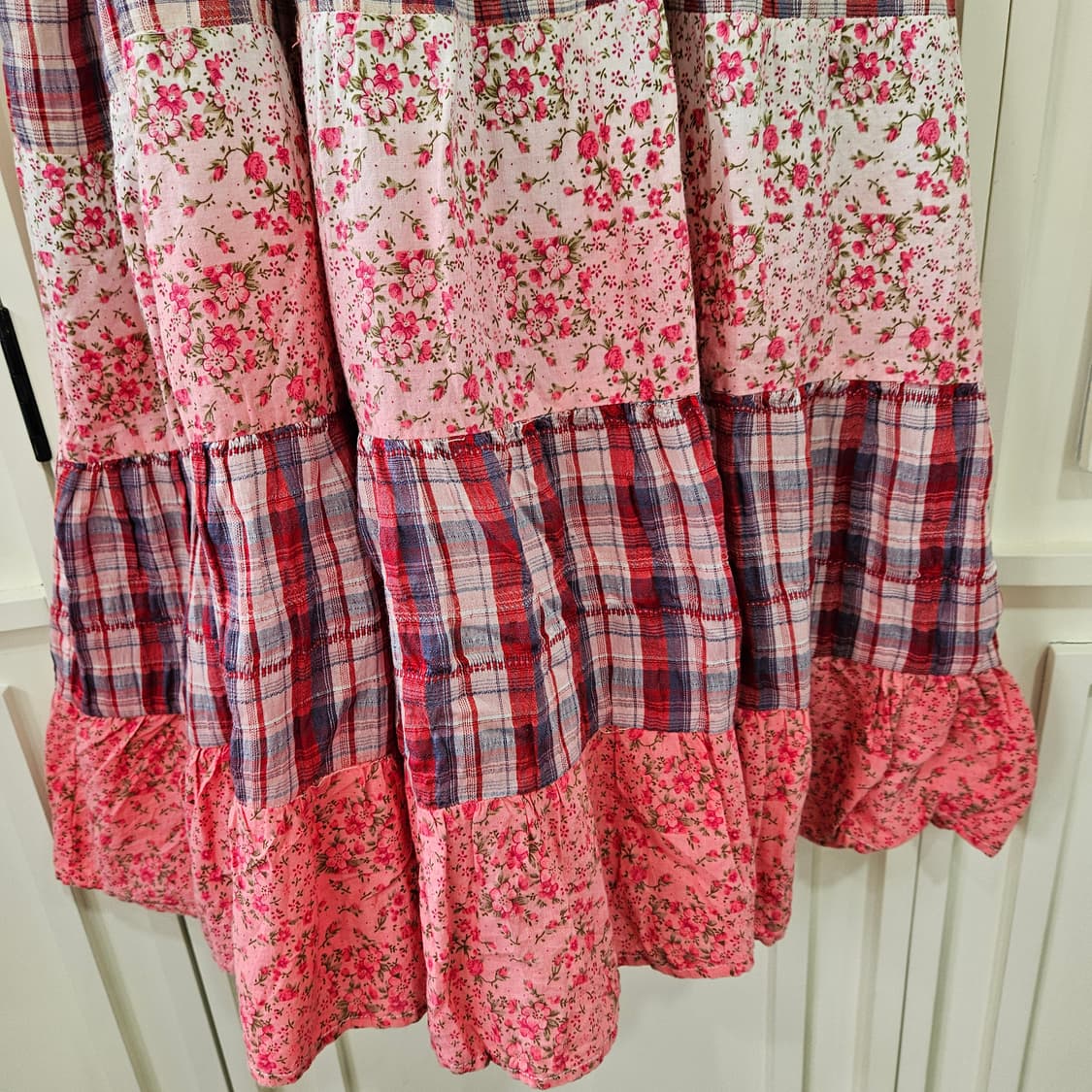 체크 패치 플라워 캉캉 롱원피스 상품이미지7