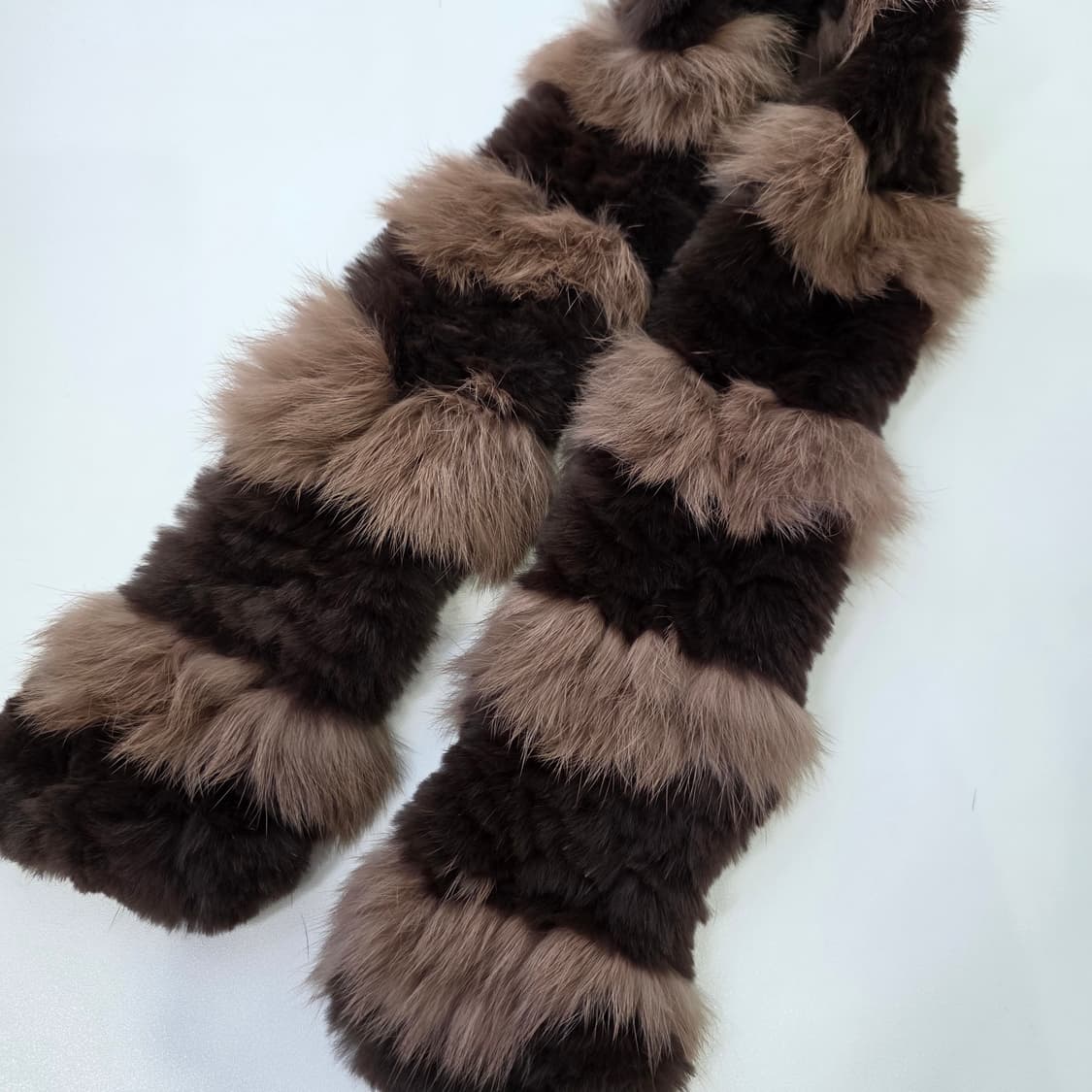 브라운 투톤 배색 렉스 폭스 퍼 머플러 상품이미지6
