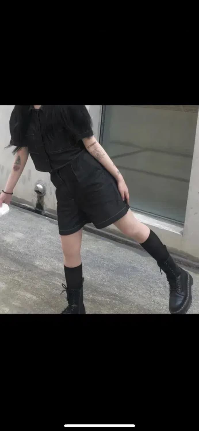 애니원모어 데님 카라 라인 셔츠 단품 상품이미지1