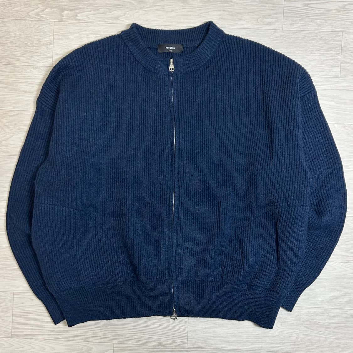 제로 라운드넥 니트집업 (L) 상품이미지1