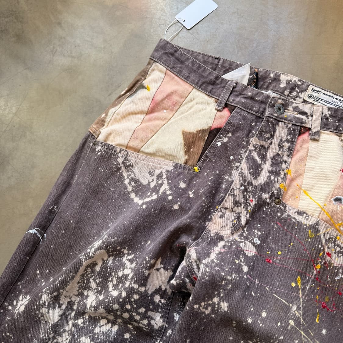 스캐너 에비스계 일본스트릿 페인팅 페이딩 패치워크 데님 팬츠 34 상품이미지2