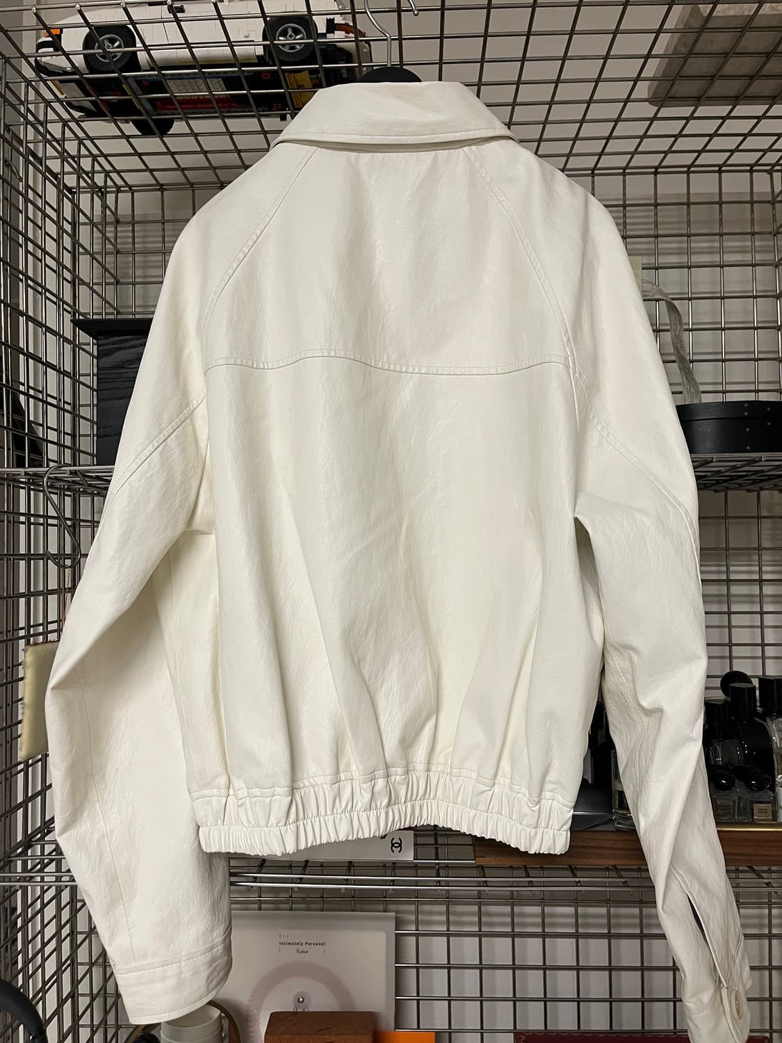 르바 LEVAR 레더 크롭 블루종 화이트 상품이미지7