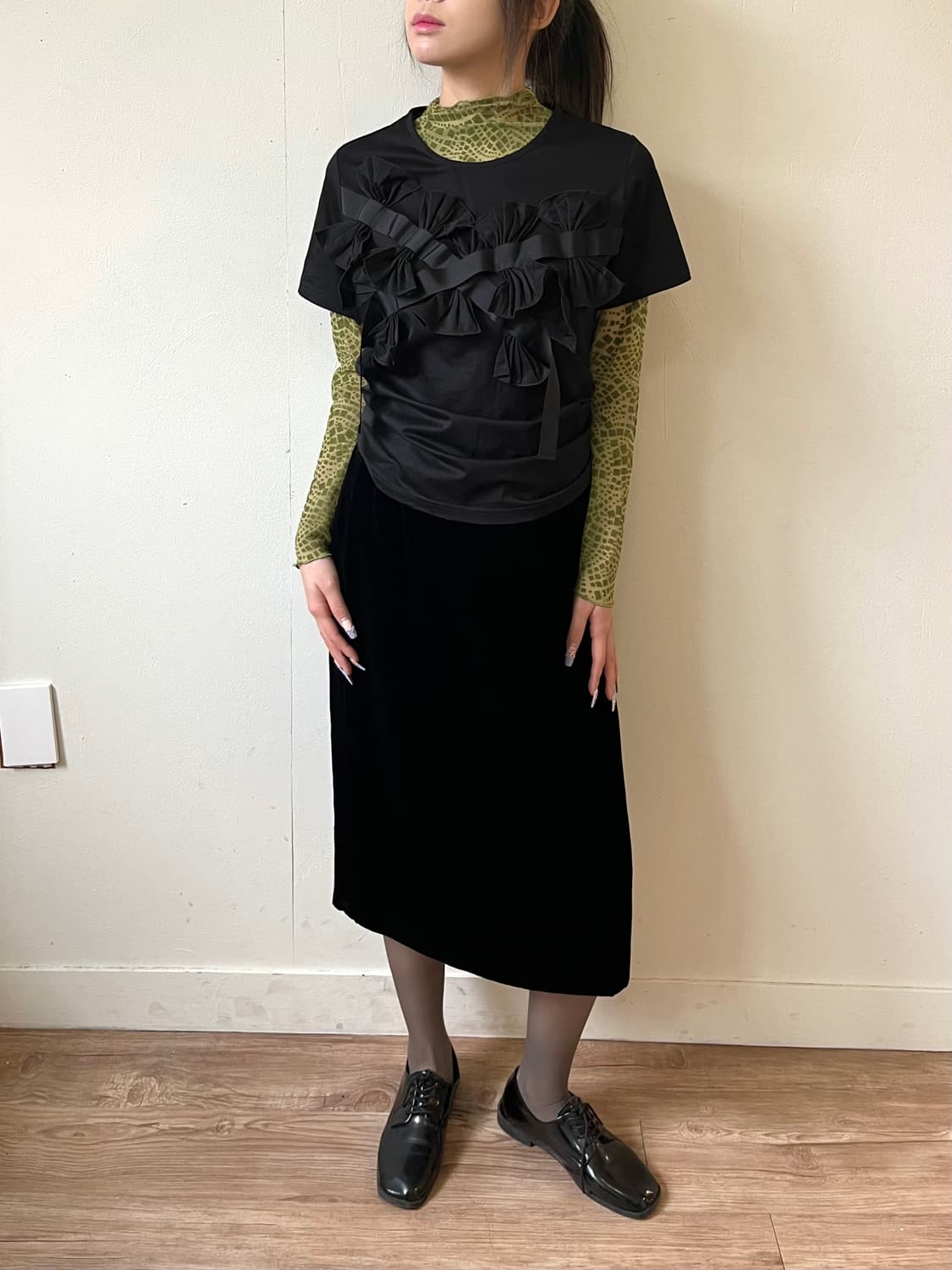 L’AUBE du NONA 벨벳 스커트 상품이미지5