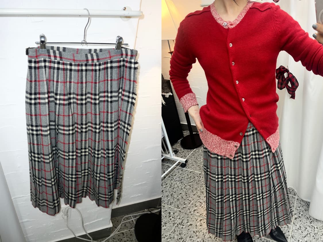 Grey tartan lap skirt 상품이미지1