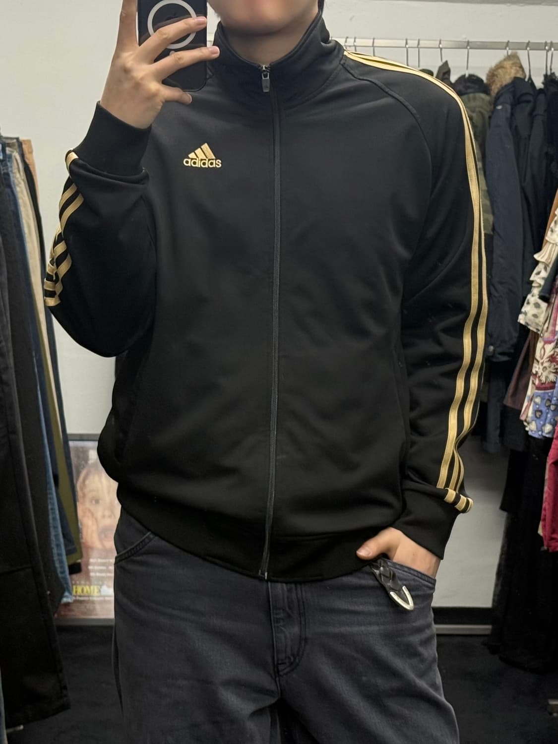 아디다스 검골 블랙 골드 올드스쿨 져지 저지 트랙탑 집업 XL 105 상품이미지1