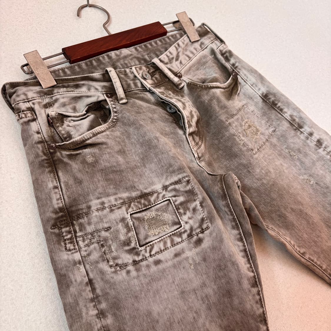 폴로진 빈티지 워싱 데님 청바지 28 스판 카키 랄프로렌 수입 정품 상품이미지2