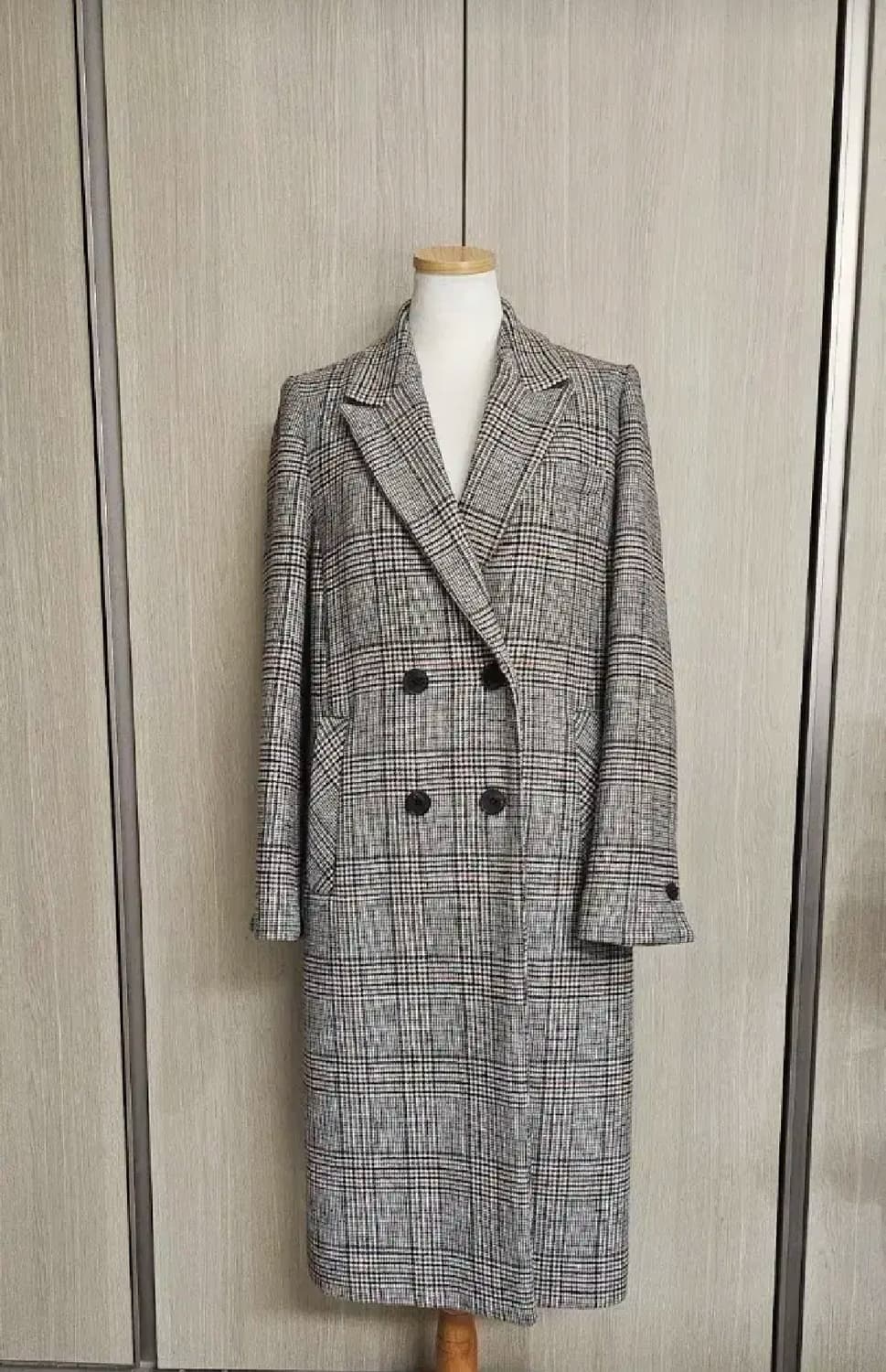 COS 감성 글렌체크 울혼방 롱코트 (로엠 메종드로엠)55~66 상품이미지1