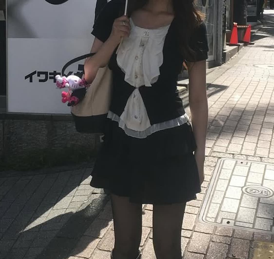 일본 빈티지 로맨틱 리본 레이스 블라우스 스커트 세트 상품이미지1