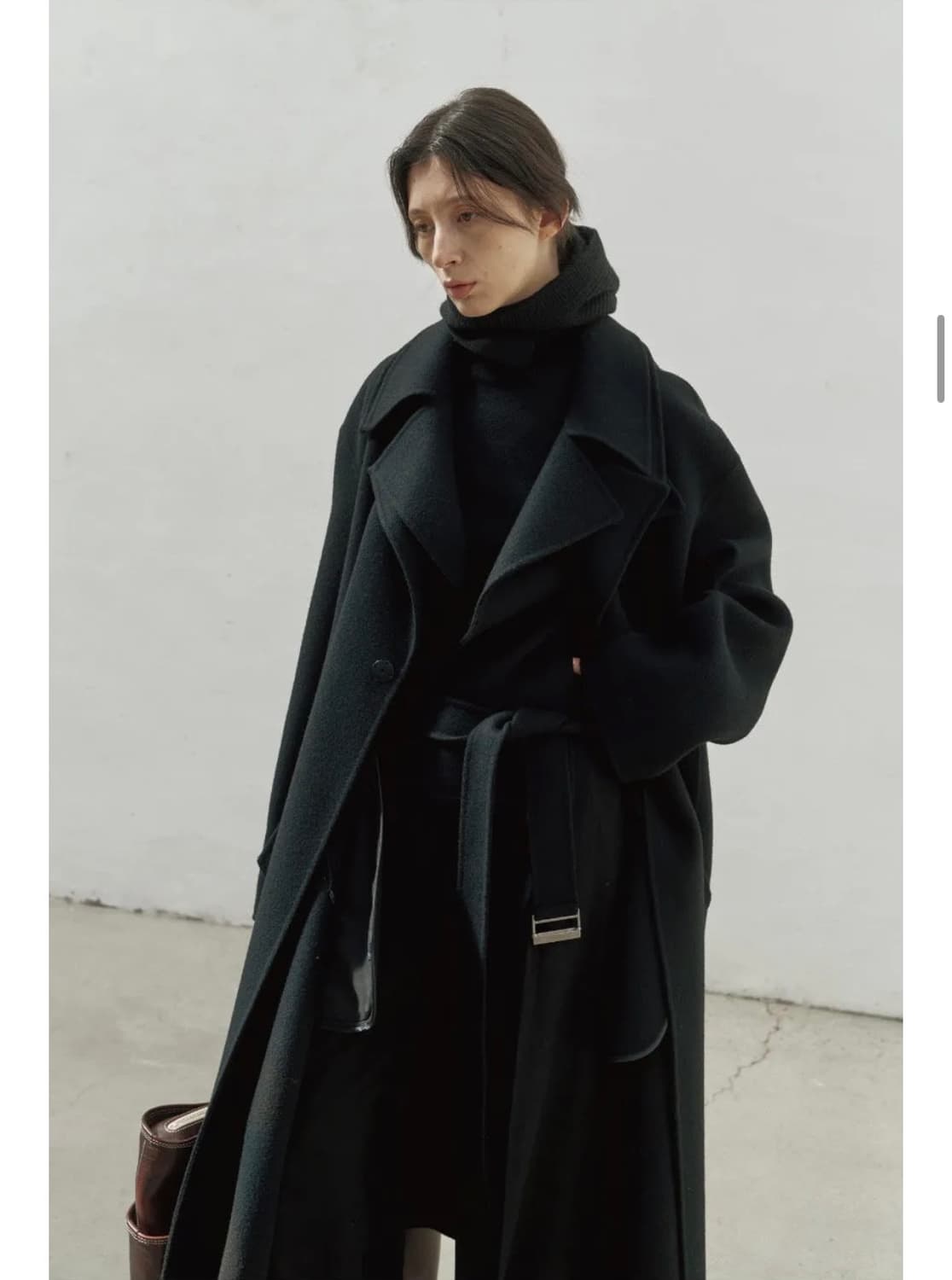 노이어 포 우먼 핸드메이드 캐시미어 레이어드 트렌치 코트 블랙 48 상품이미지2