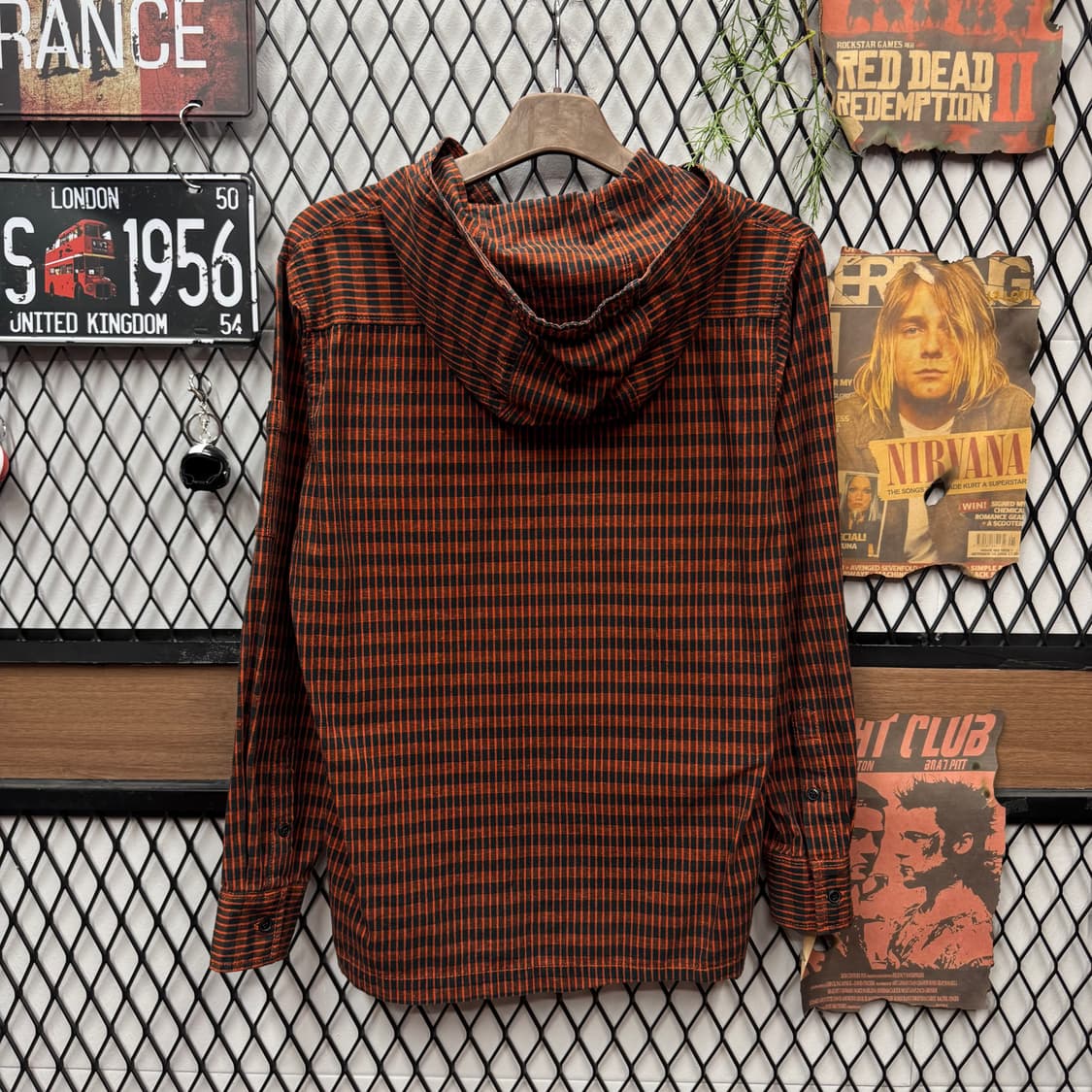 디젤 55dsl 체크 후드 워크 셔츠 전면 투포켓 포인트 브라운 상품이미지2