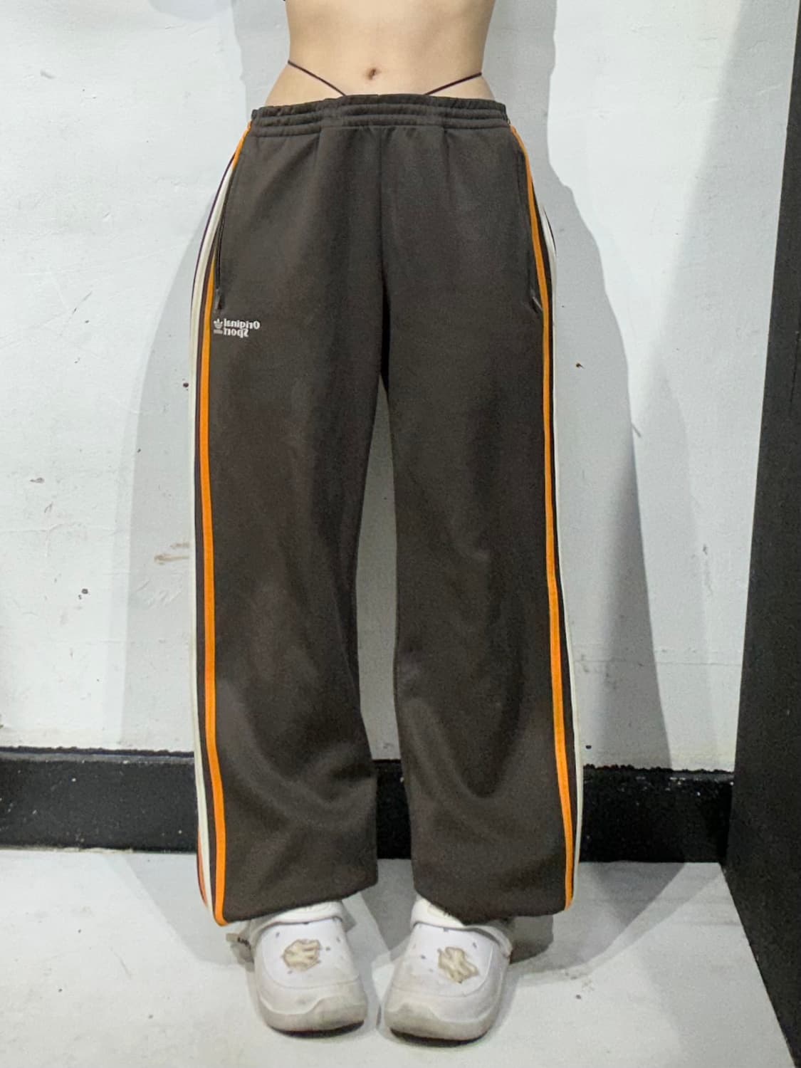아디다스 대대장 브라운 삼선 와이드 추리닝 바지 트레이닝 팬츠 105 상품이미지2