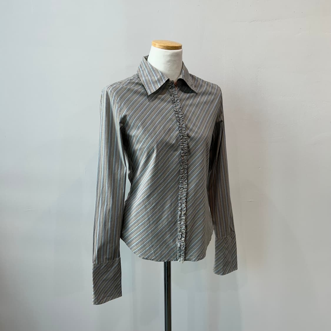 스트라이프 패턴 슬림 셔츠 상품이미지5