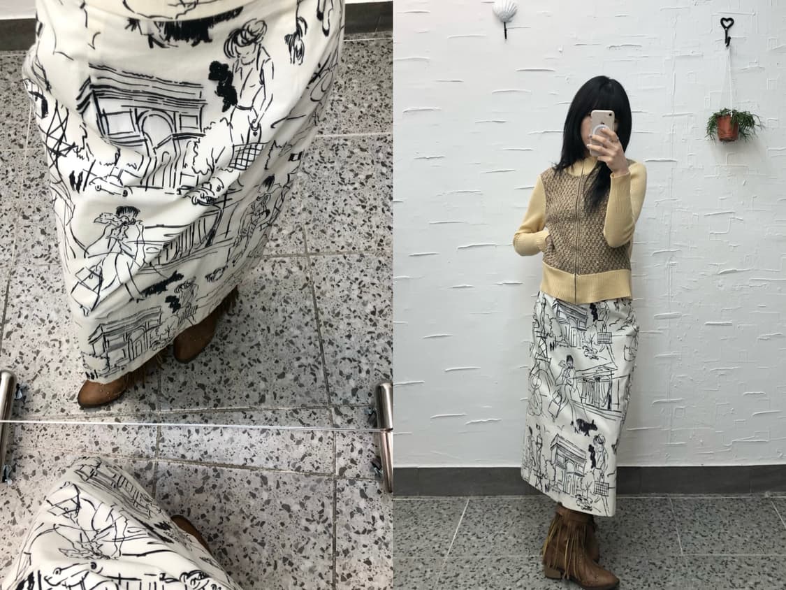 ink sketch midi skirt 상품이미지1