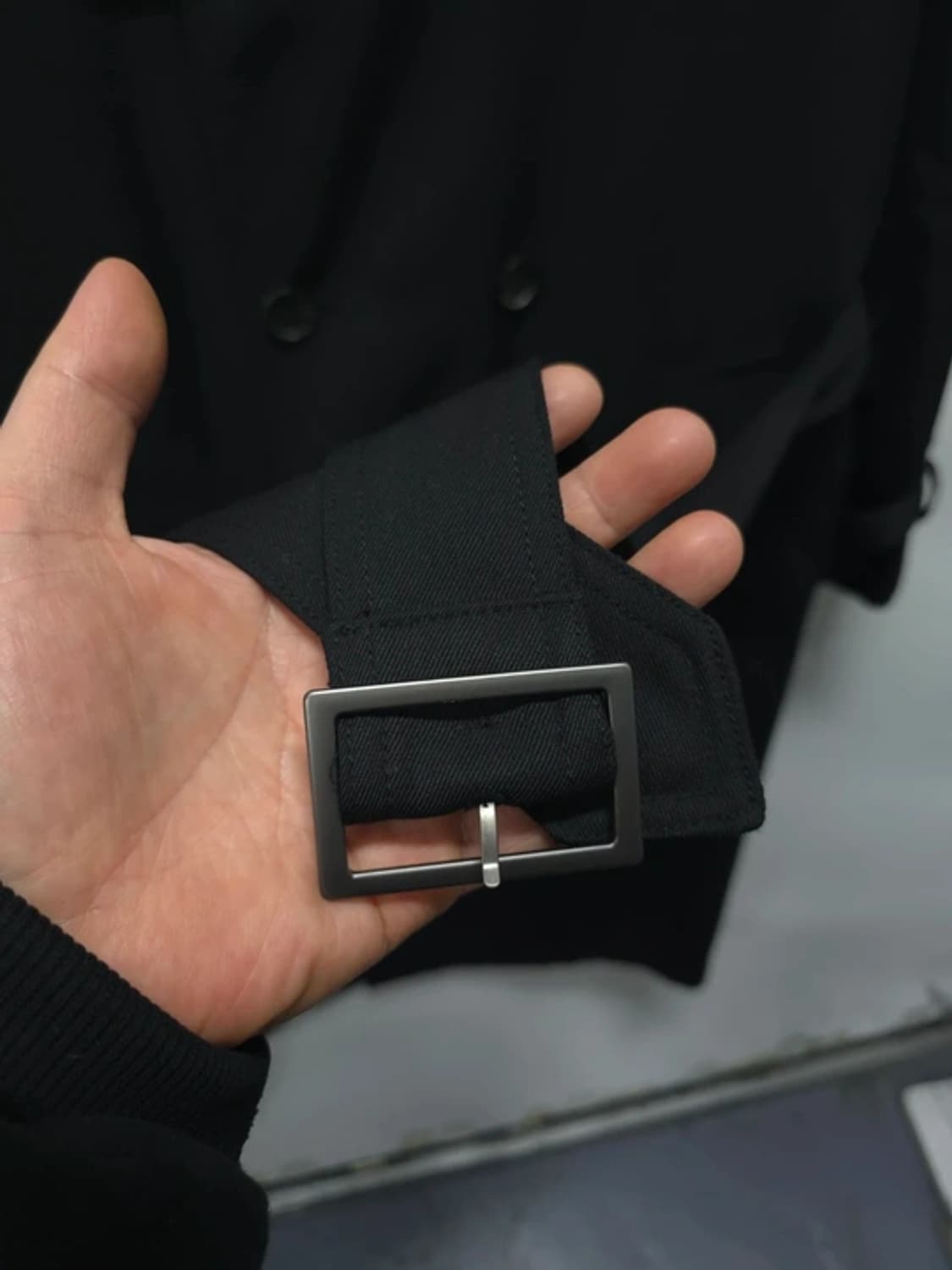 무신사 스탠다드 울 블렌드 더블 트렌치코트 블랙 (L사이즈) 상품이미지9