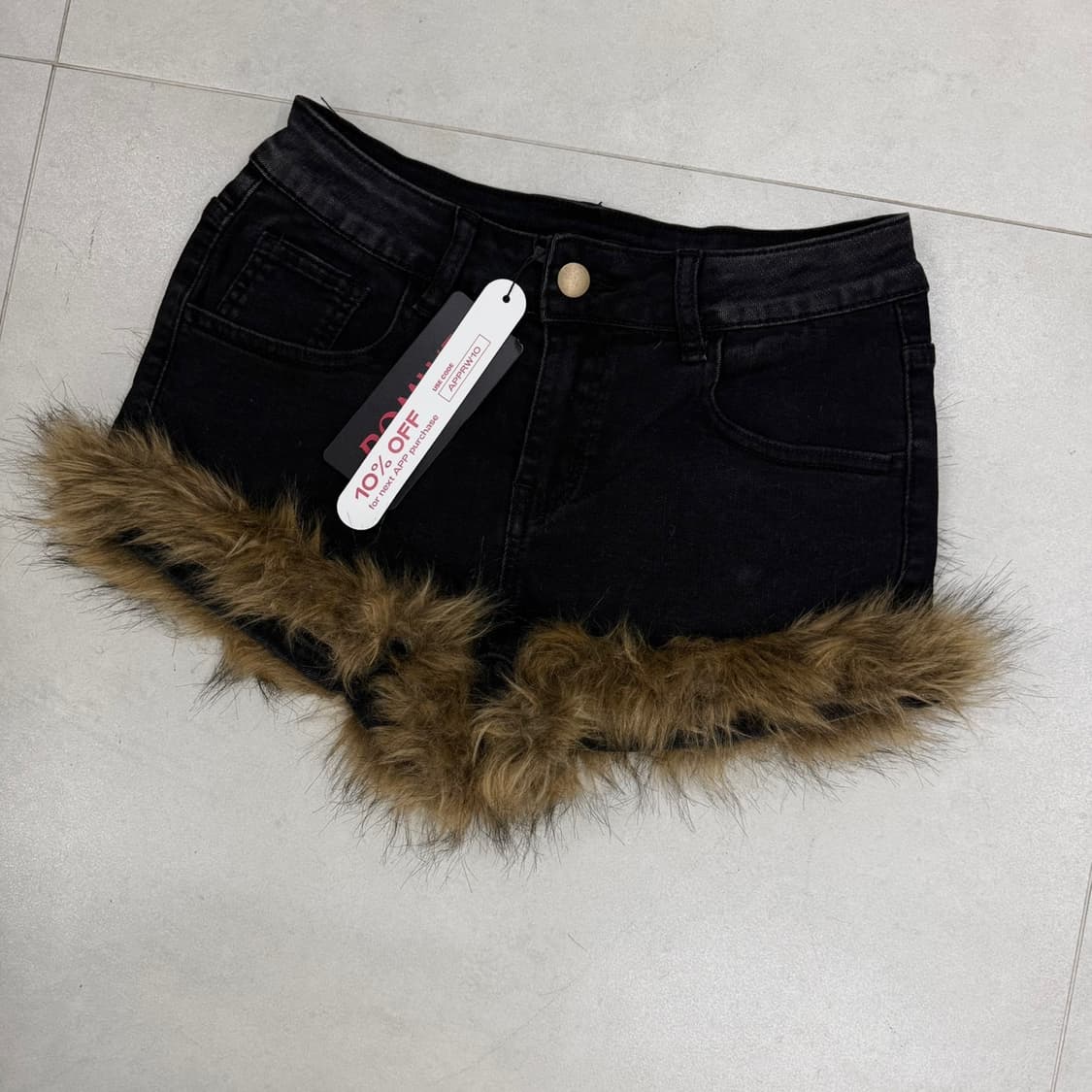 Y2k Vintage Fur denim shorts 상품이미지4