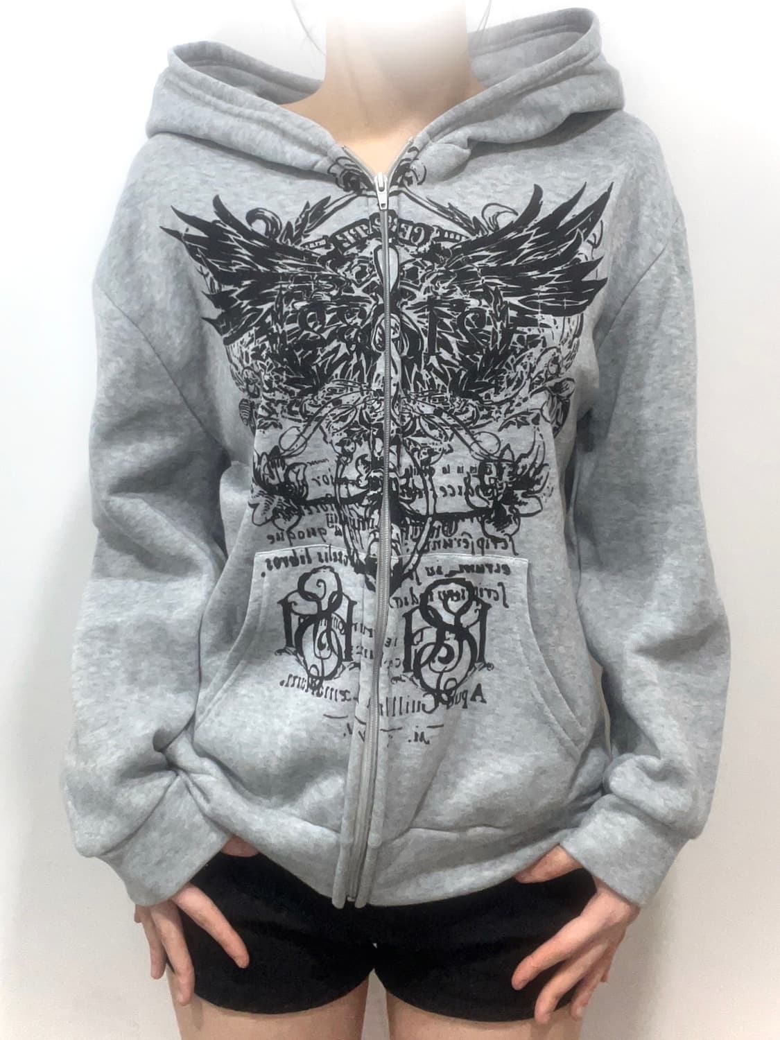 gray grunge hooded zip-up 상품이미지3