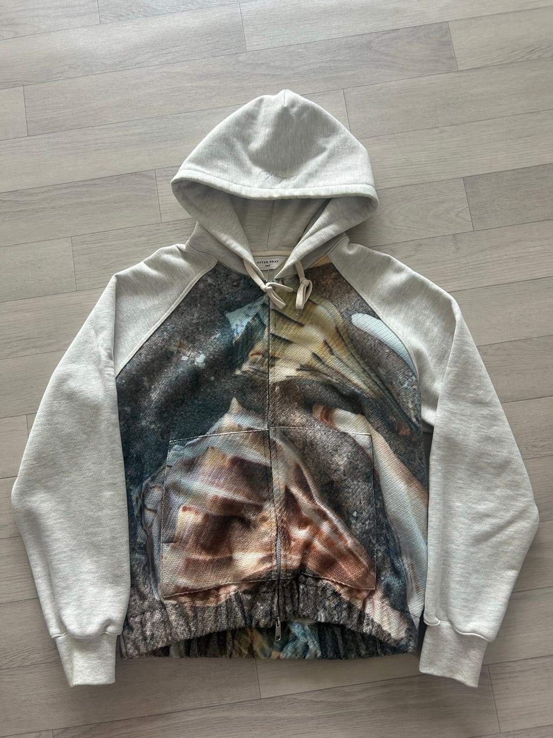 애프터프레이 풀 프린트 패널 후디 집업 멜란지그레이 상품이미지1