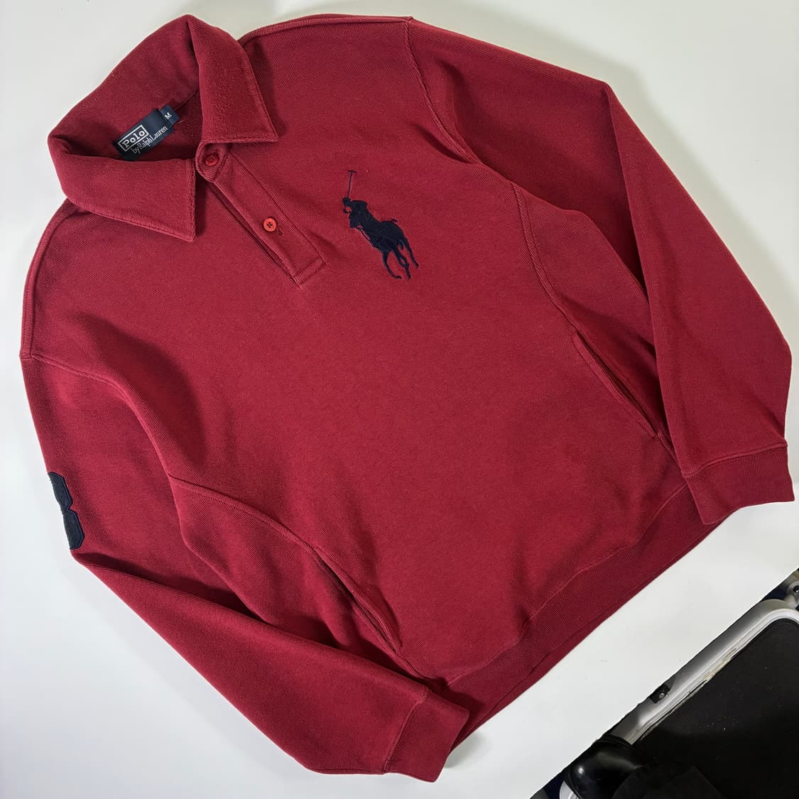 Polo 폴로 랄프로렌 90’s 버건디 스웻 포켓 카라 맨투맨 상품이미지2