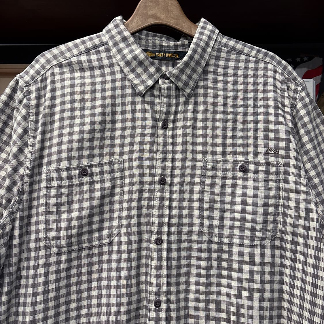할리데이비슨 체인스티치 레터링 건클럽 체크 워크셔츠 N1156 상품이미지3