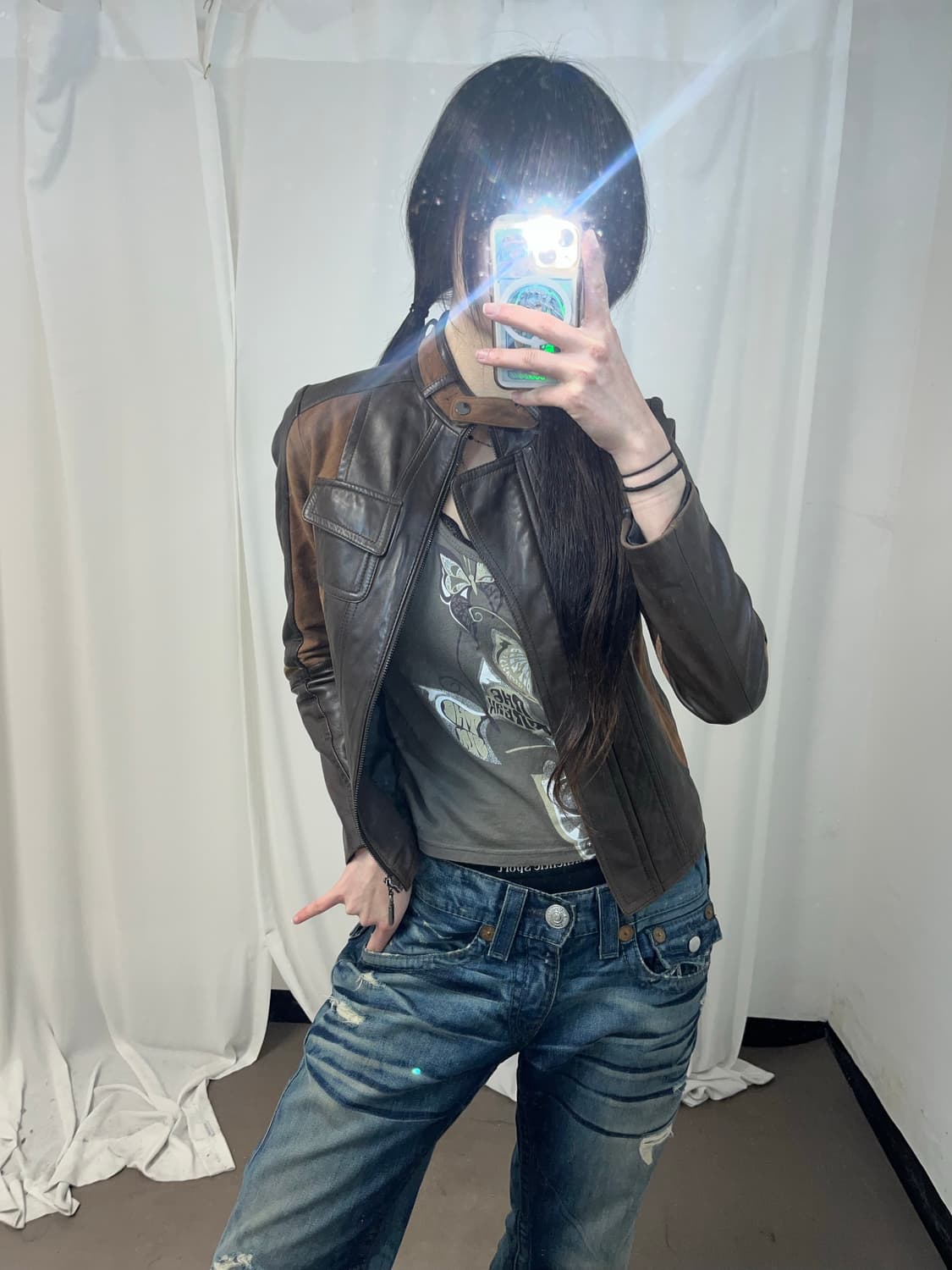 Y2K 브라운 레더 자켓 상품이미지5