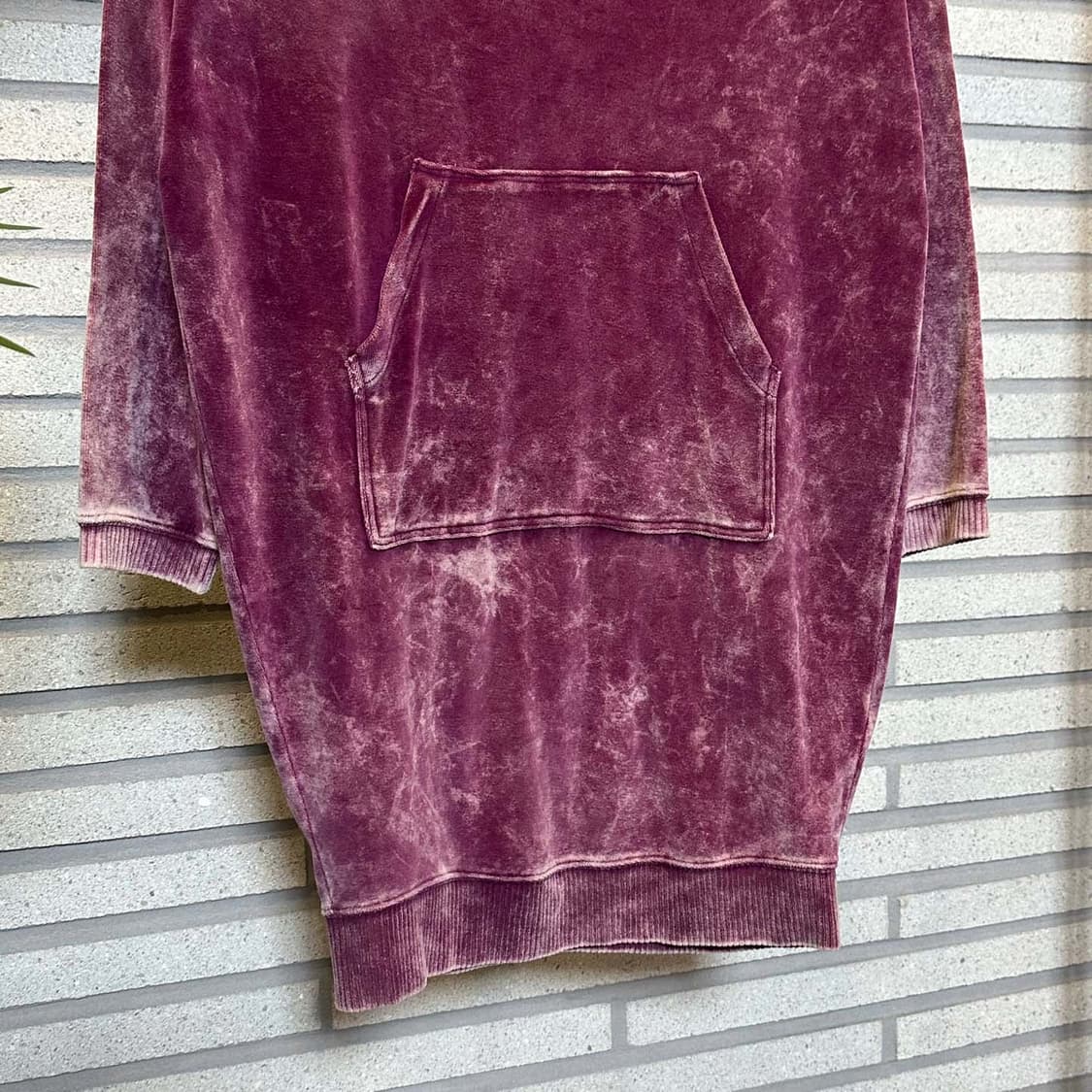 DIESEL 디젤 벨벳 미니 원피스 브이넥 캥거루 포켓 디테일 핑크 상품이미지5