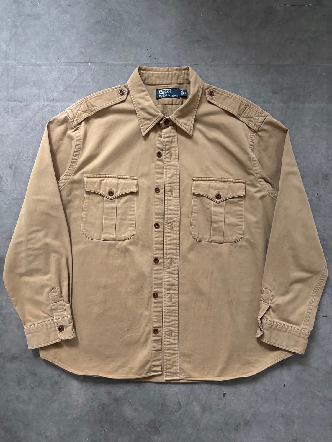 Polo 폴로 랄프로렌 90’s 스텐실로고 베이지 워크 셔츠 상품이미지1