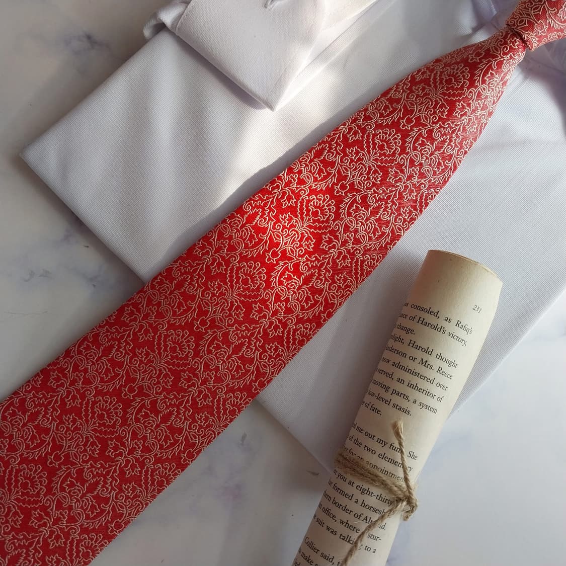 니나리치 실크 레드 페이즐리 플라워 넥타이 9.3cm A+등급 K2405 상품이미지6