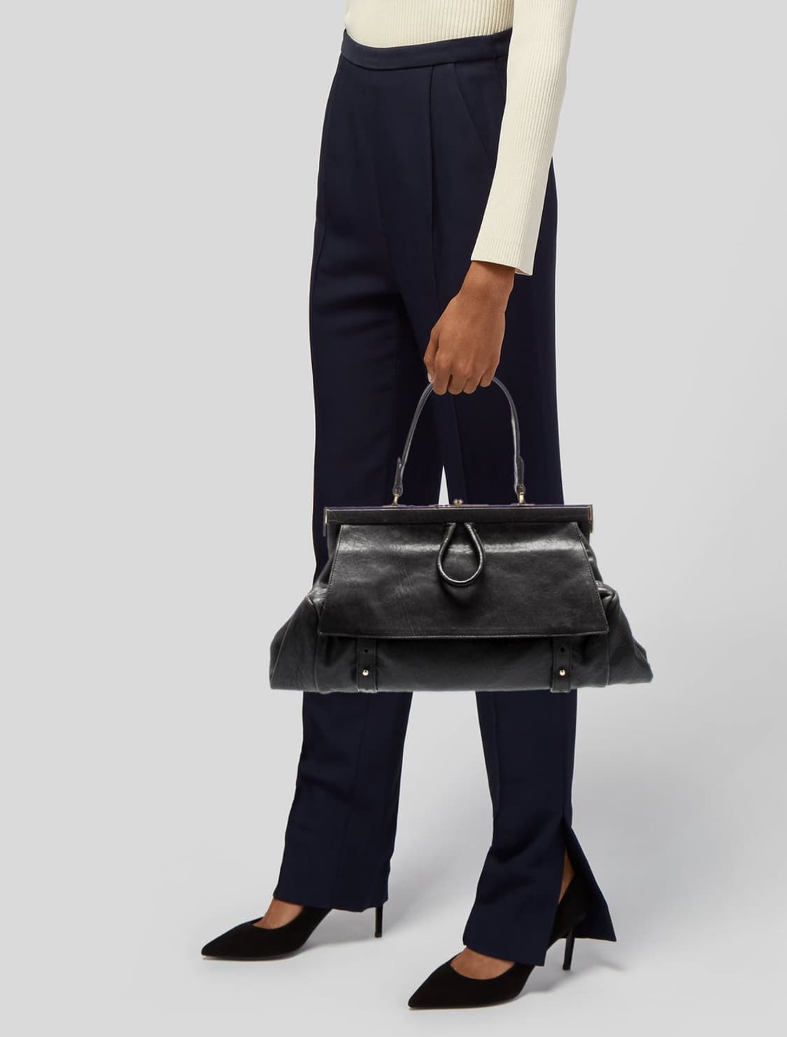 발렌시아가 클래식 레더 투웨이백 베이지 상품이미지2