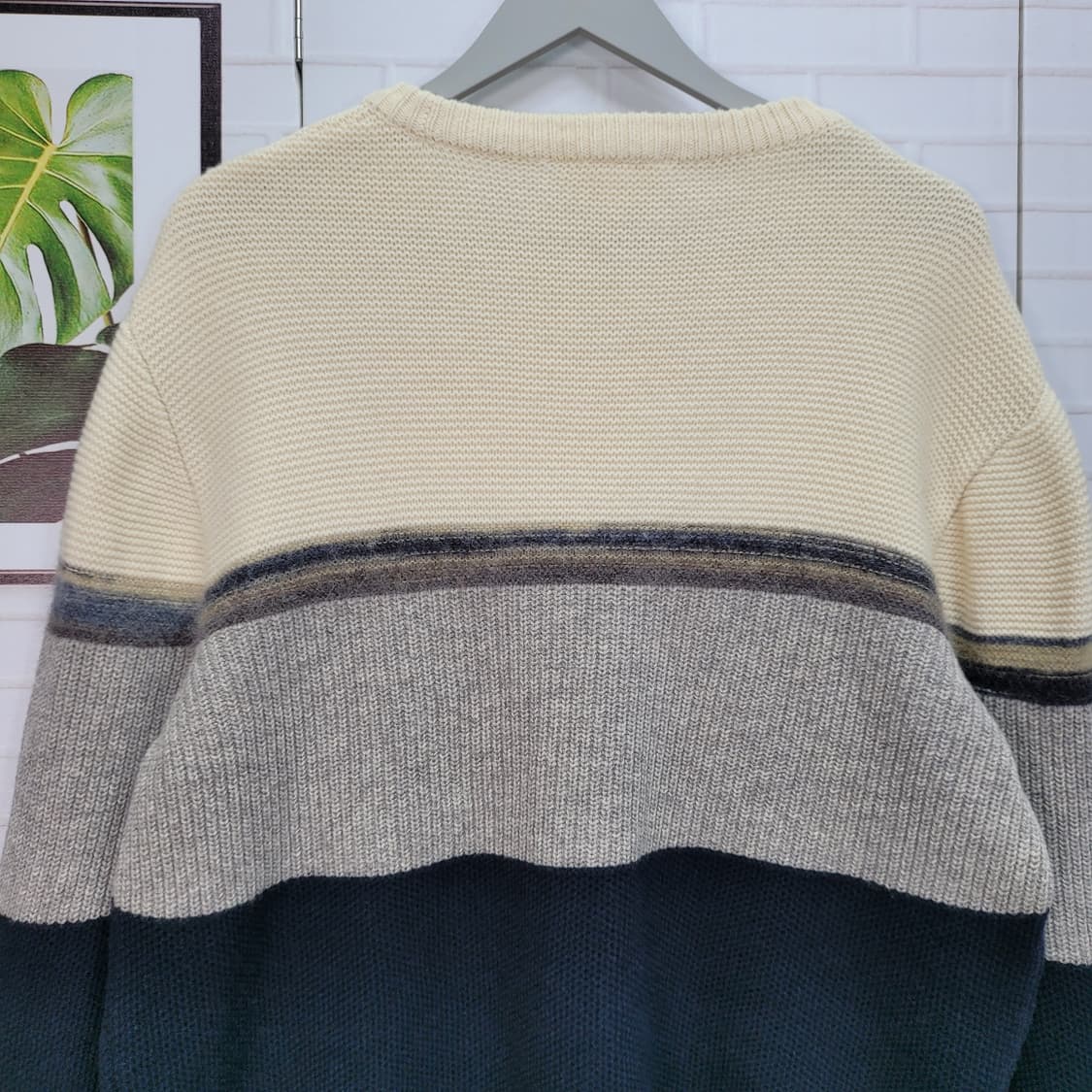 라코스테 컬러블럭 모100% 라운드넥 풀오버 긴팔 니트 스웨터 L사이즈 상품이미지4