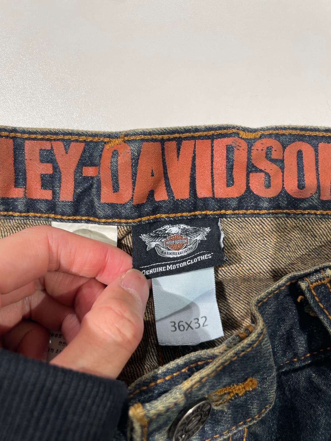 할리 데이비슨 진청 스트레이트 워싱 데님 팬츠 상품이미지7