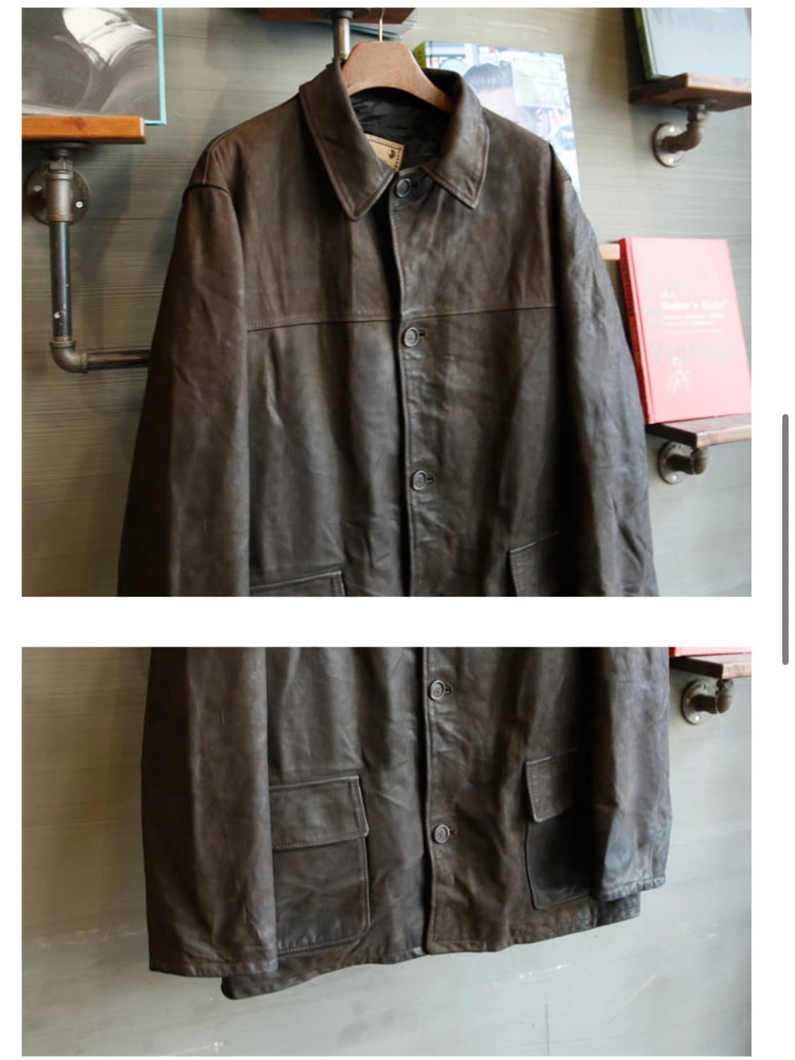 빈티지 레더 카코트 브라운 상품이미지3
