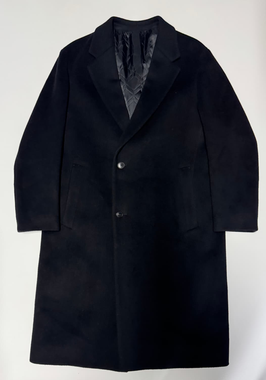 지오송지오 캐시미어 혼방 투 버튼 싱글 울 코트 블랙 95 상품이미지1