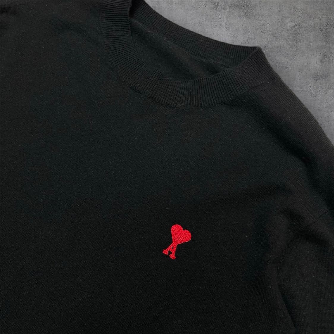 아미 Ami 블랙 스몰 하트 로고 니트 XL 상품이미지2