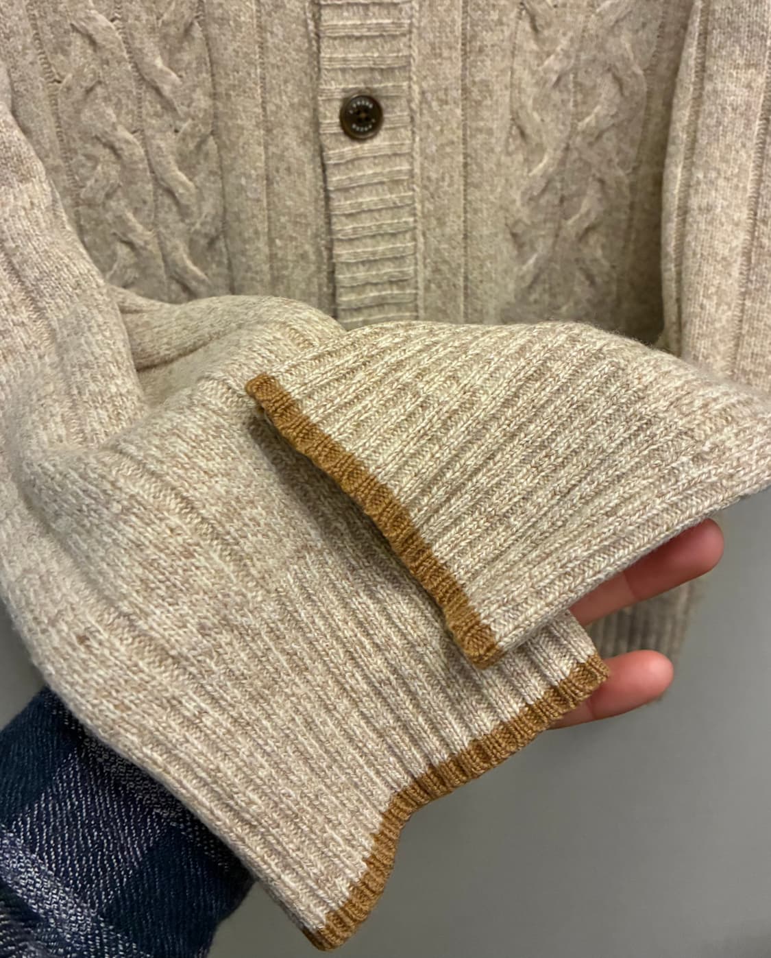 (XL)J.PRESS 제이프레스 울 니트 케이블 가디건 베이지 상품이미지4