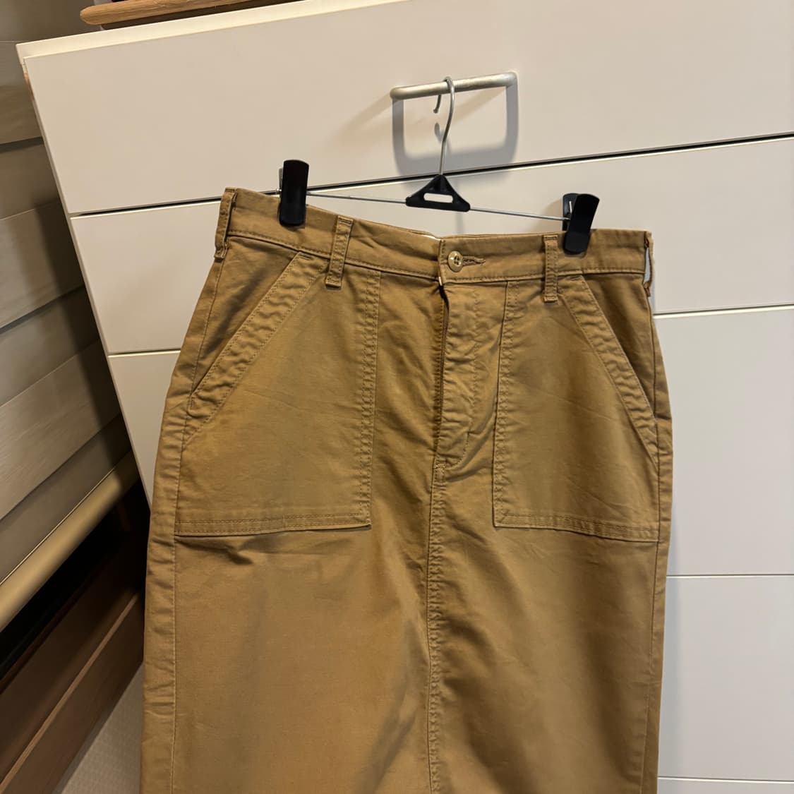 EDWIN) SOMETHING 딥베이지 면 롱스커트 상품이미지3